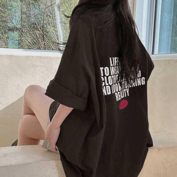 BROWN | バックロゴプリント ビッグTシャツ | LETee