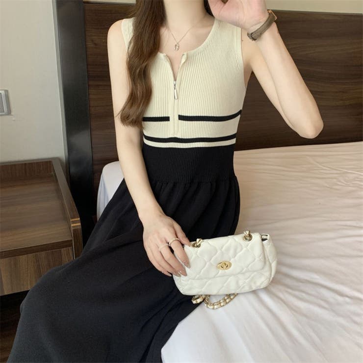 BEIGE | ノースリーブボーダーワンピース | LETee
