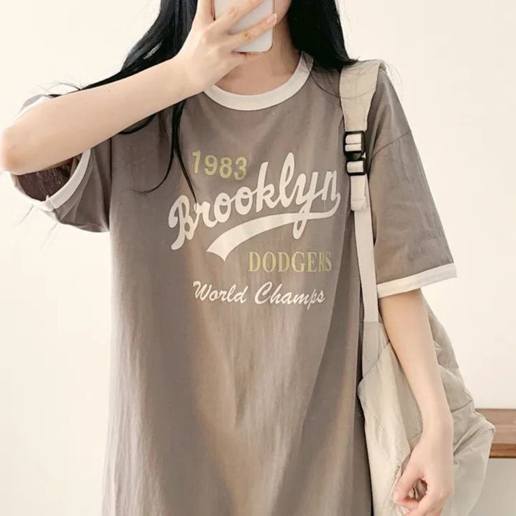 GREY | 半袖ロゴプリントTシャツワンピース | LETee