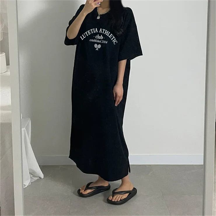 半袖ロゴプリントTシャツワンピース | LETee | 詳細画像4 