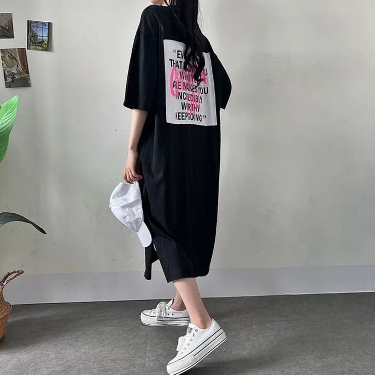 半袖ロゴバックプリントTシャツワンピース | LETee | 詳細画像5 