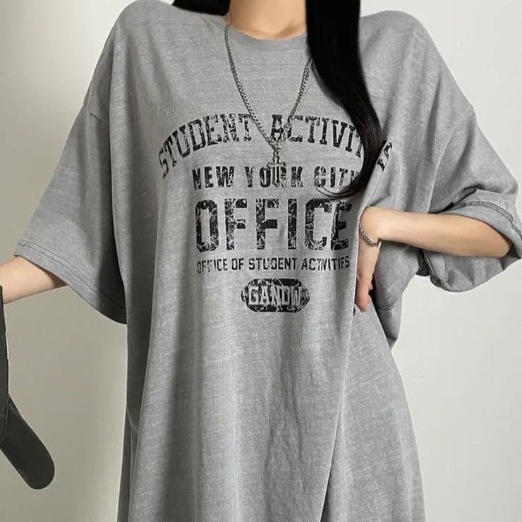 GREY | 半袖ロゴプリントTシャツワンピース | LETee