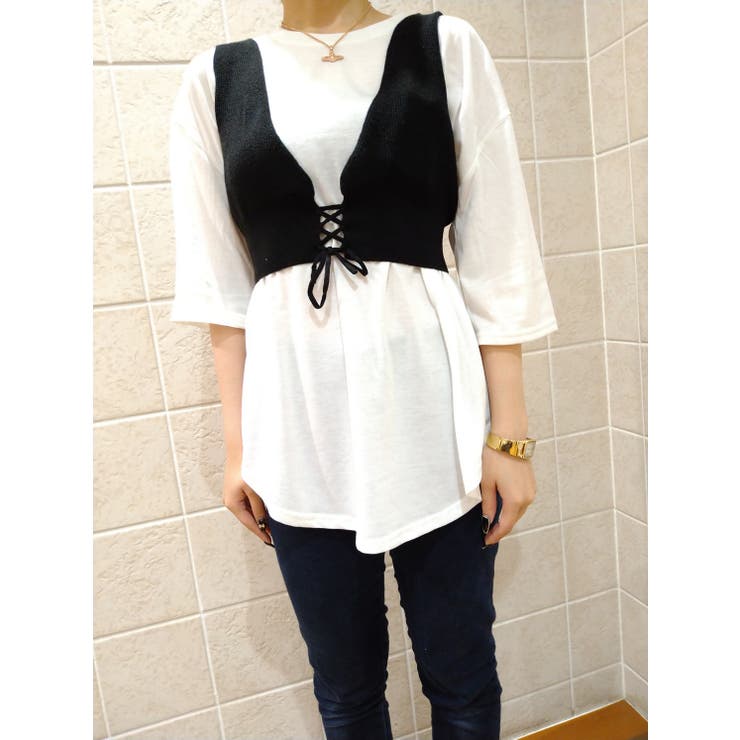 ニットベスト付きtシャツ セットアイテム ｔシャツ 品番 Lpsw Lips リップス のレディース ファッション通販 Shoplist ショップリスト