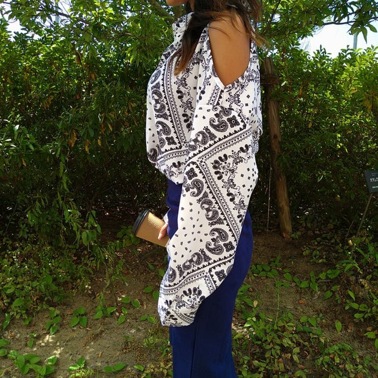 バンダナ柄ショルダーオープンシャツ ゆったり リラックス | Lips | 詳細画像2 