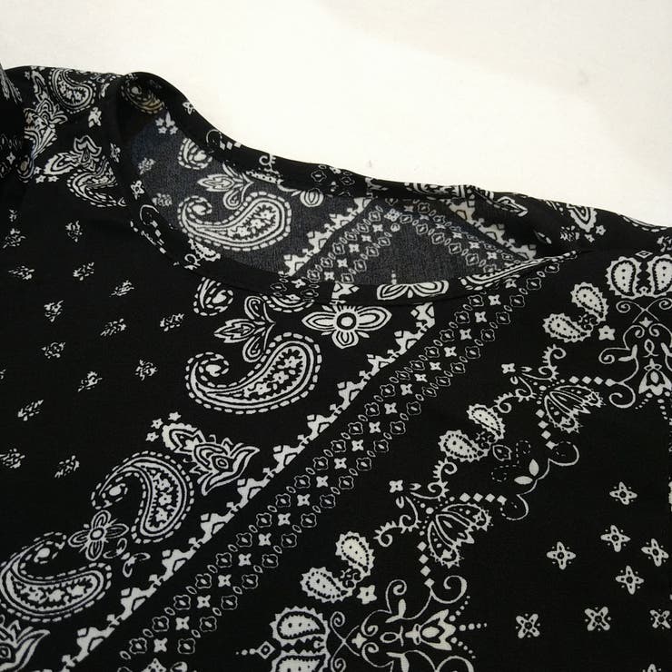 バンダナ柄ショルダーオープンシャツ ゆったり リラックス | Lips | 詳細画像4 