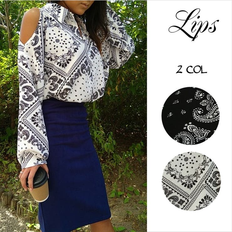 バンダナ柄ショルダーオープンシャツ ゆったり リラックス | Lips | 詳細画像1 