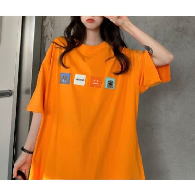 オーバーサイズアップリケTシャツ ビッグTシャツ Tシャツ[品番