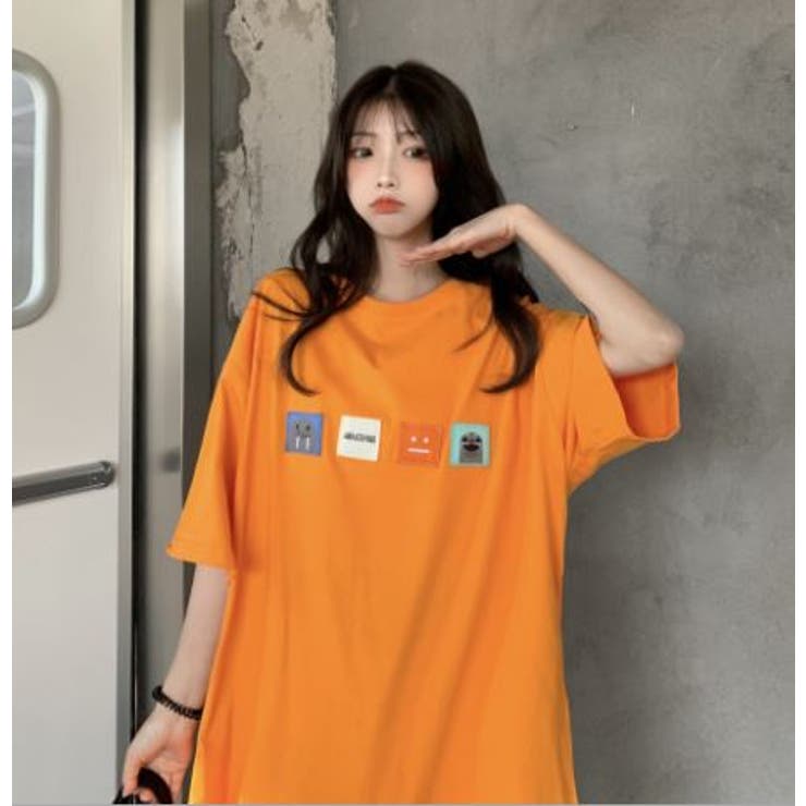 オーバーサイズアップリケTシャツ ビッグTシャツ Tシャツ[品番