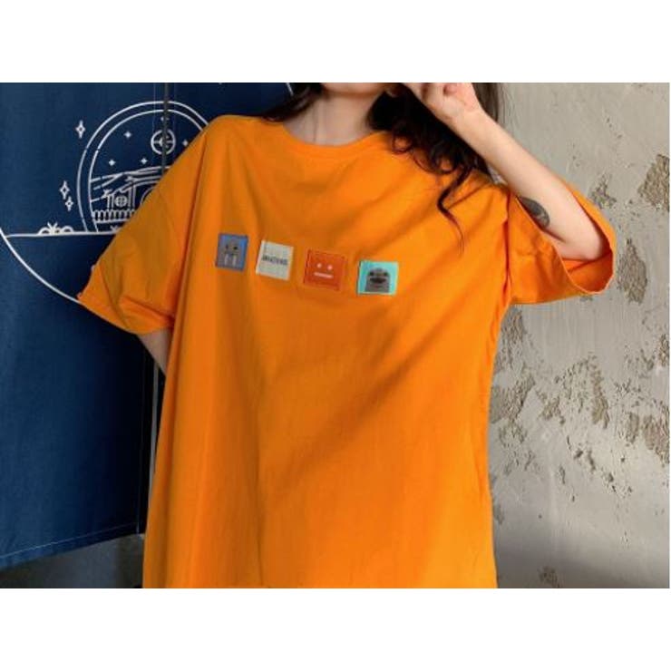オーバーサイズアップリケTシャツ ビッグTシャツ Tシャツ[品番