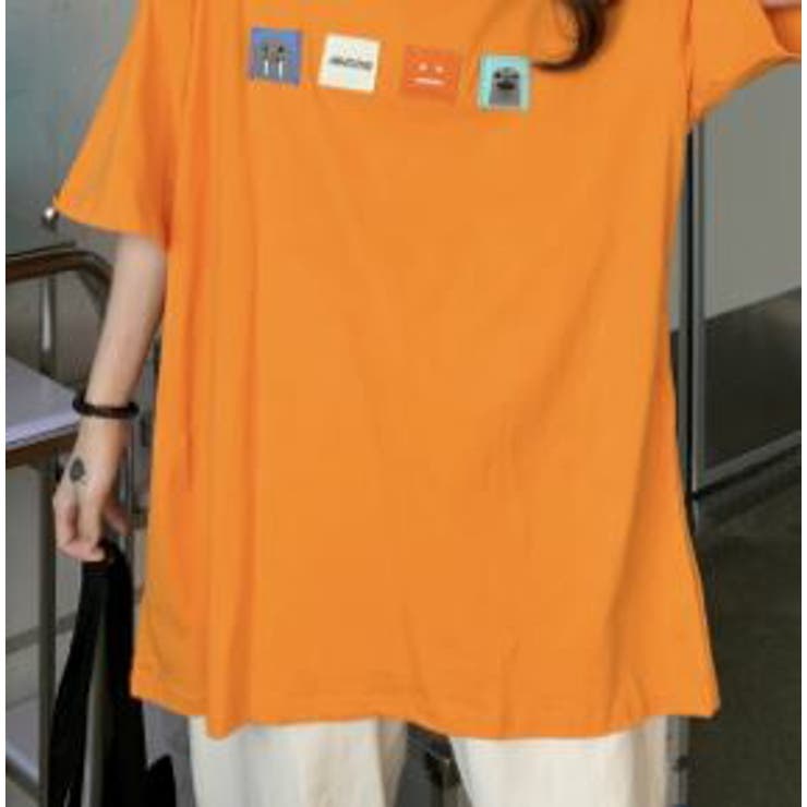 オーバーサイズアップリケTシャツ ビッグTシャツ Tシャツ[品番