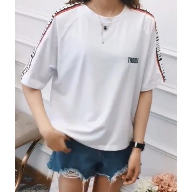 ラインTシャツ 韓国 Tシャツ