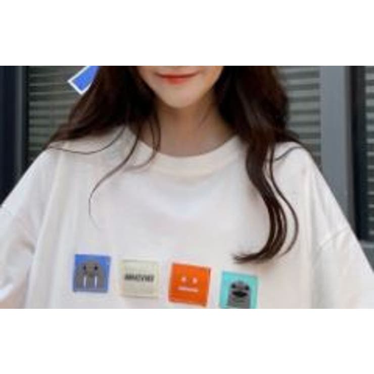 オーバーサイズアップリケTシャツ ビッグTシャツ Tシャツ[品番