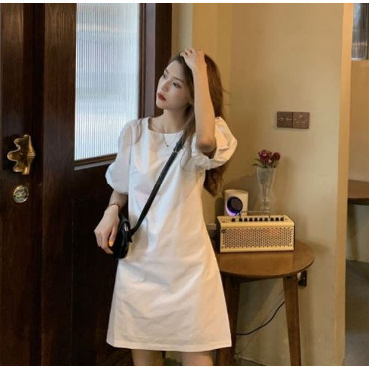 シンプルパフスリーブワンピース 半袖 レディース 品番 Lpsw Letee レティー のレディースファッション通販 Shoplist ショップリスト