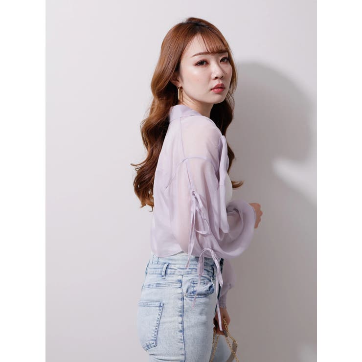 リボンスリットシアーシャツ[品番：LINW0001976]｜LIPSERVICE（リップサービス ）のレディースファッション通販｜SHOPLIST（ショップリスト）
