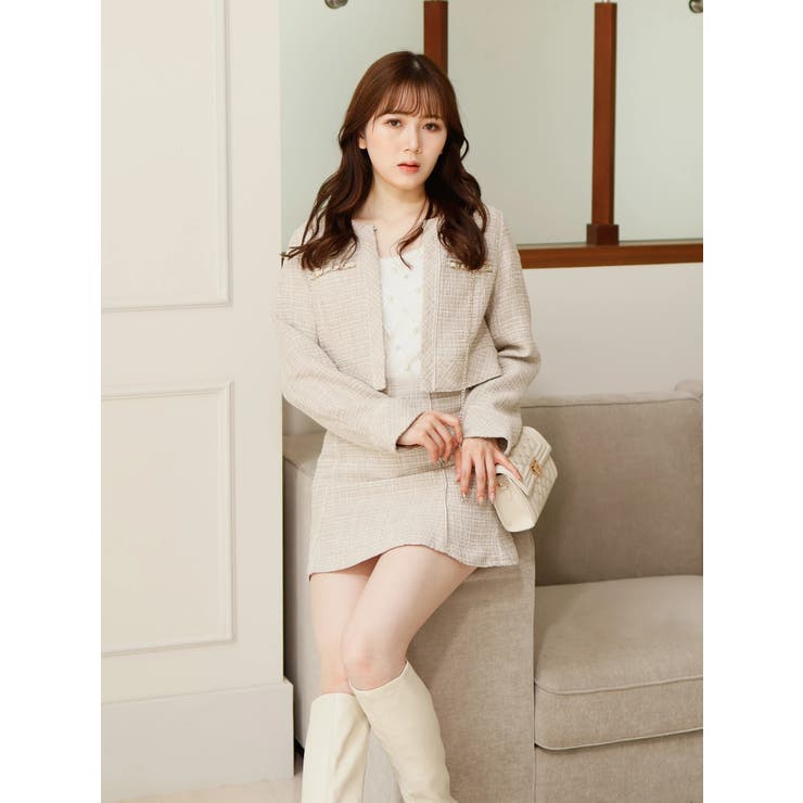 glossy tweedノーカラージャケット | LIPSERVICE | 詳細画像2 