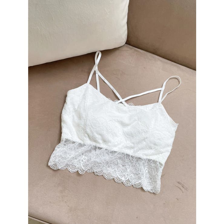 ホワイト | フロントクロスレースキャミソール | LIPSERVICE