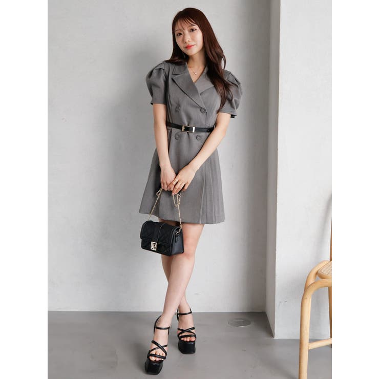 サイドプリーツ2wayジャケットワンピース[品番：LINW0002229