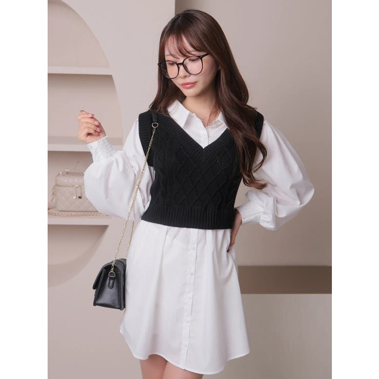 ダイアグラム ベストレイヤードワンピース 2022 近年モデル シャツワンピース ダイアグラム ベストレイヤードワンピース 2022 近年モデル