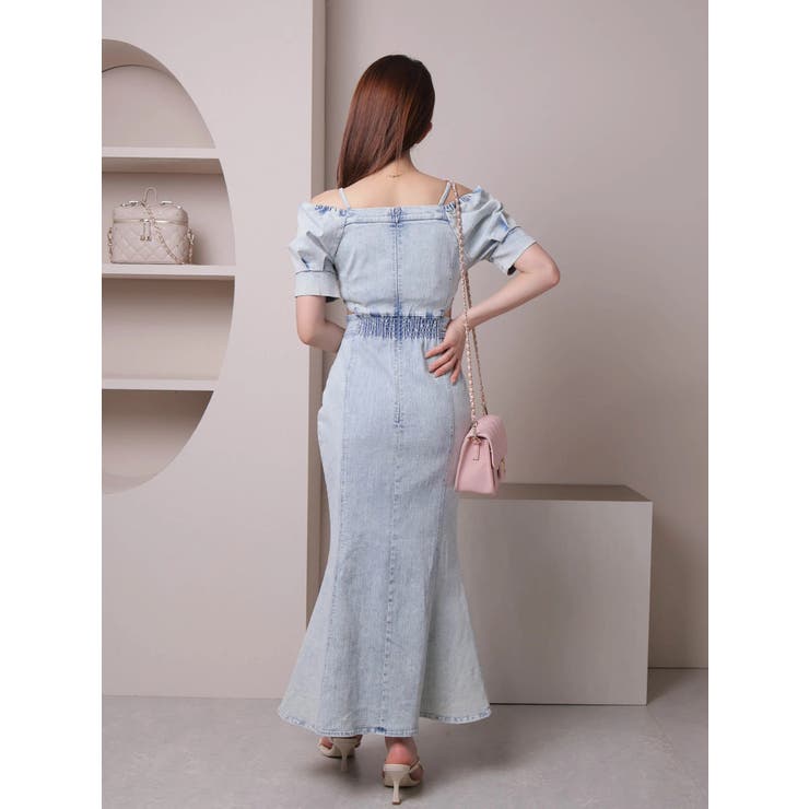 2wayショルダーデニムマーメイドワンピース[品番：LINW0002239