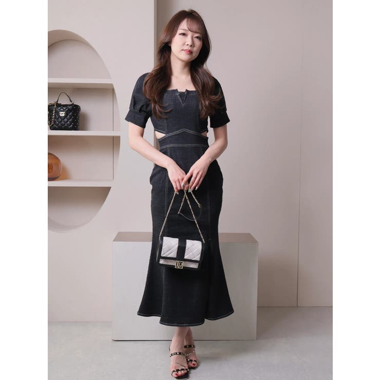 2wayショルダーデニムマーメイドワンピース[品番：LINW0002239