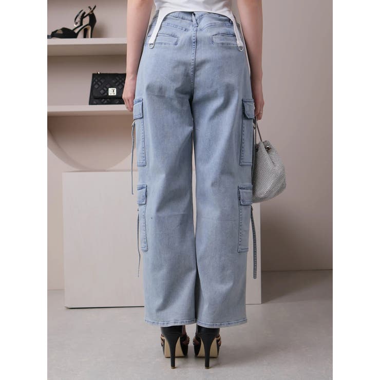 ウエストオープンデニムカーゴパンツ[品番：LINW0002400