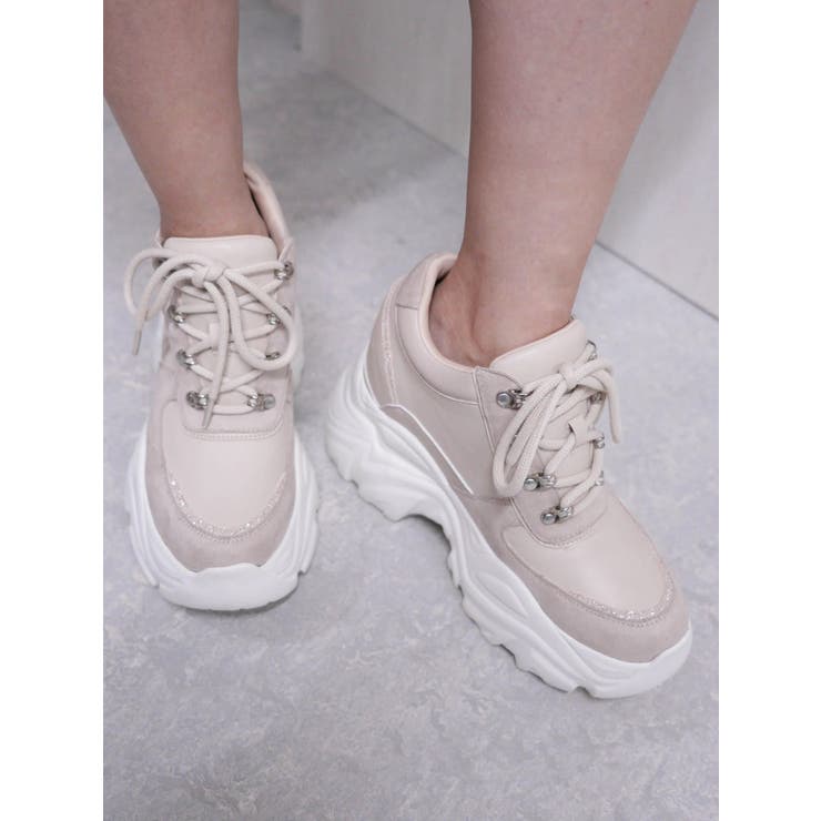 スエード（茶系） | ロゴシューレースボリュームソールスニーカー | LIPSERVICE