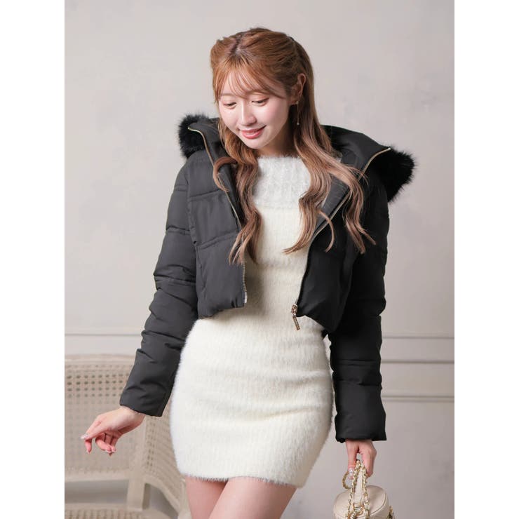 ブラック | ボリュームファーフェイクダウンジャケット | LIPSERVICE