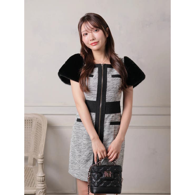 2wayファースリーブツイードワンピース[品番：LINW0002429]｜LIPSERVICE（リップサービス）のレディースファッション通販｜SHOPLIST（ショップリスト）