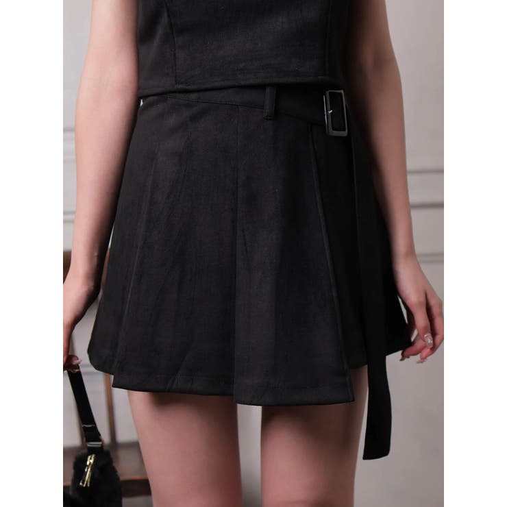 ブラック | マルチパターンベルトプリーツスカート | LIPSERVICE