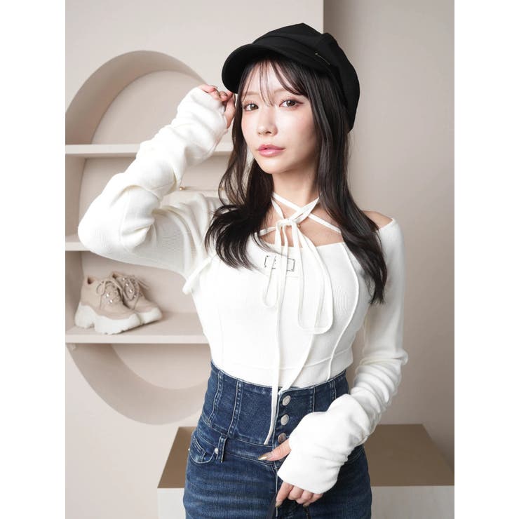 くらしを楽しむアイテム ポイントプレートチョーカーニット[品番：LINW0002480 トップス