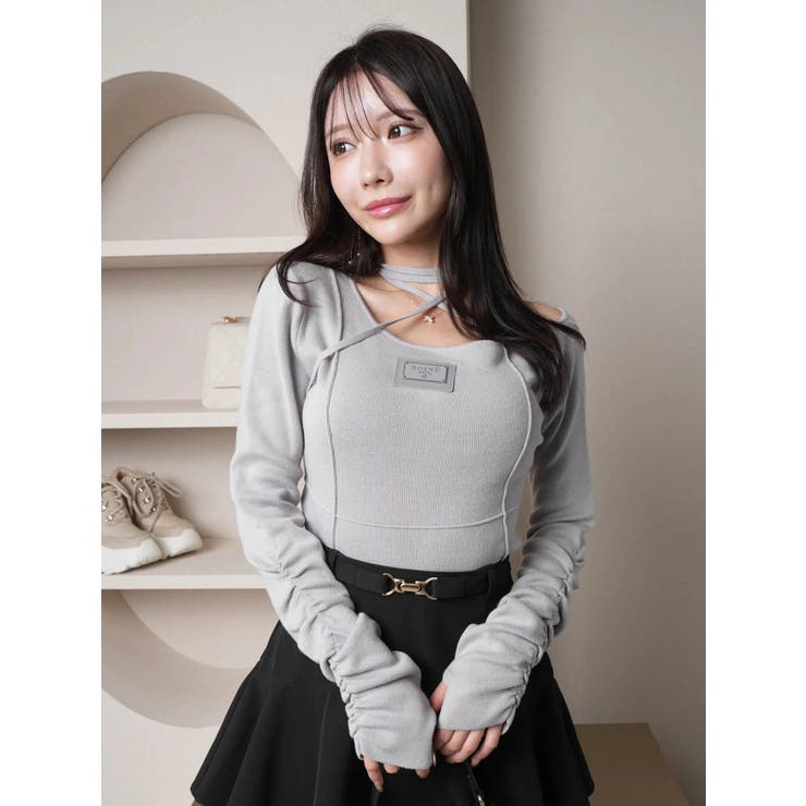 ポイントプレートチョーカーニット[品番：LINW0002480