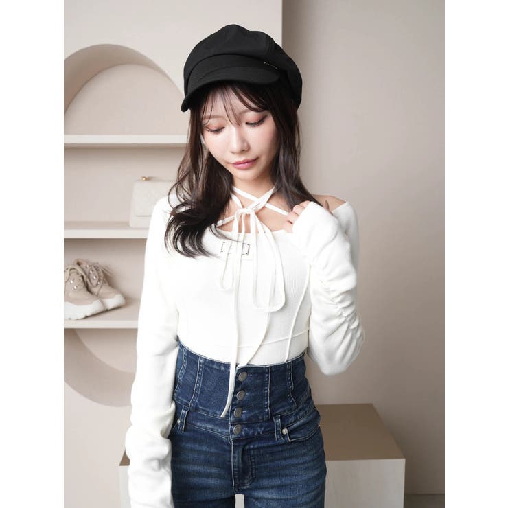 ポイントプレートチョーカーニット[品番：LINW0002480