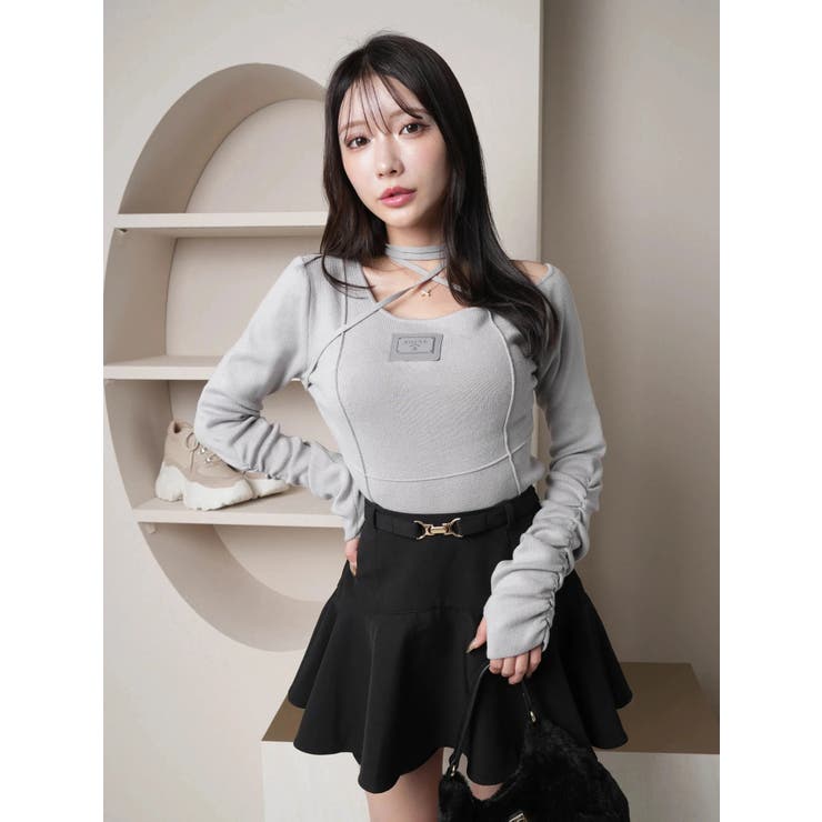 ポイントプレートチョーカーニット[品番：LINW0002480