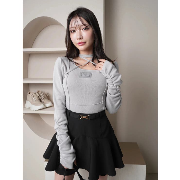 ポイントプレートチョーカーニット[品番：LINW0002480