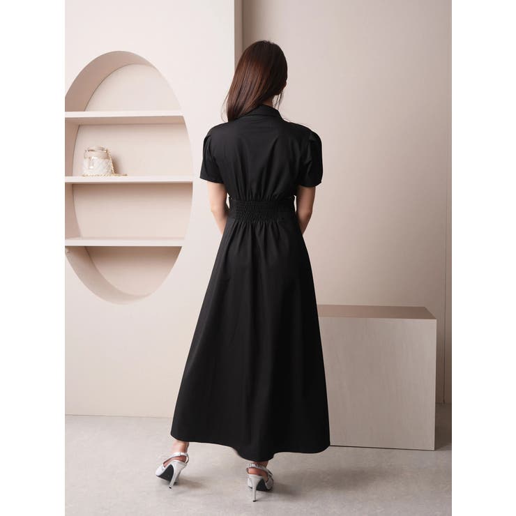 カットアウトコルセットシャツワンピース[品番：LINW0002481