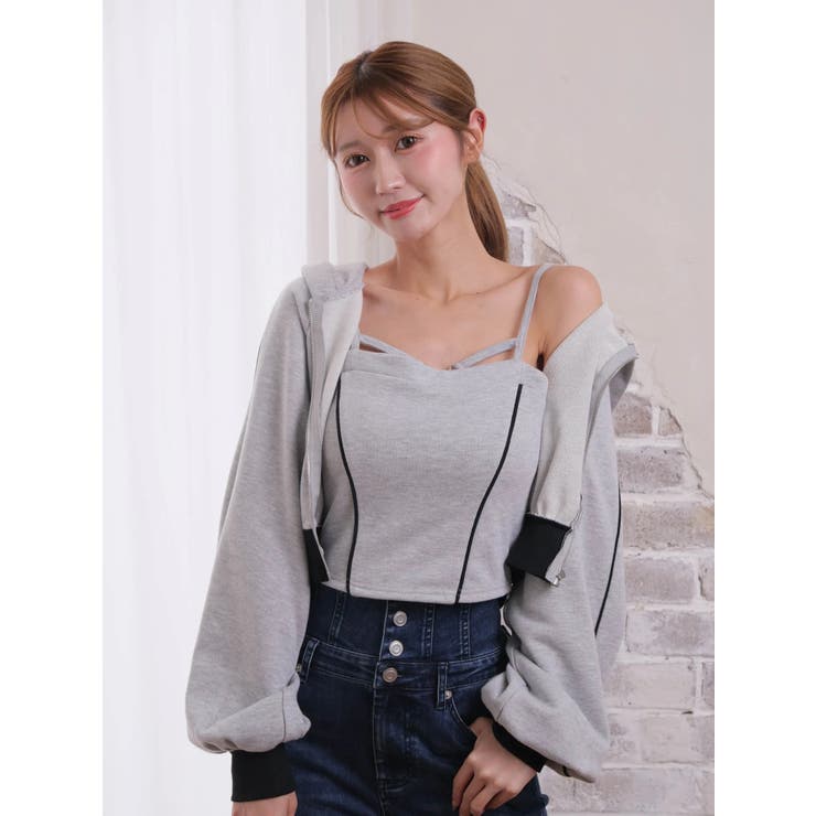 バイカラースウェットアンサンブルパーカー | LIPSERVICE | 詳細画像8 