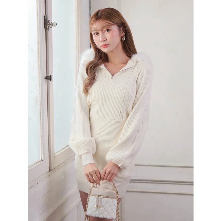 ファーフードニットワンピース | LIPSERVICE | 詳細画像4 