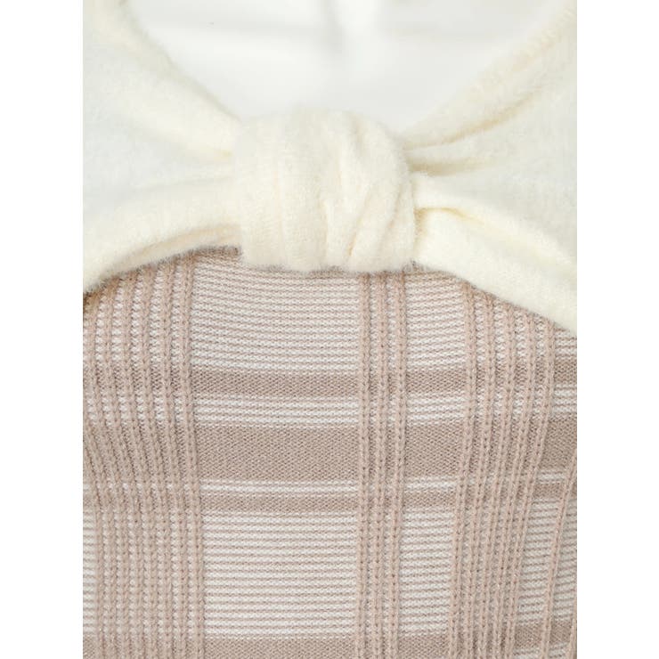 リボンフェザーアンサンブルニットワンピース[品番：LINW0002523