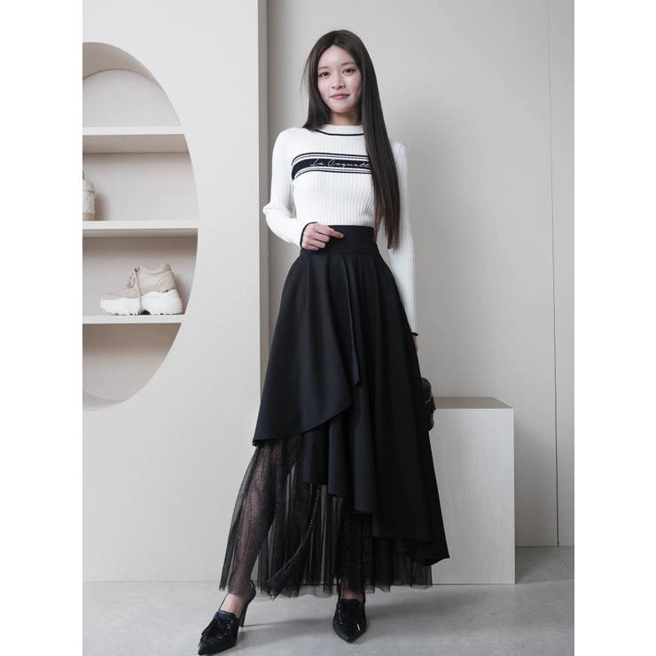 【定価181,500円】美品　Drawer ドット　ラメ　ティアードスカート 定価181,500円】美品 Drawer ドット ラメ ティアードスカート