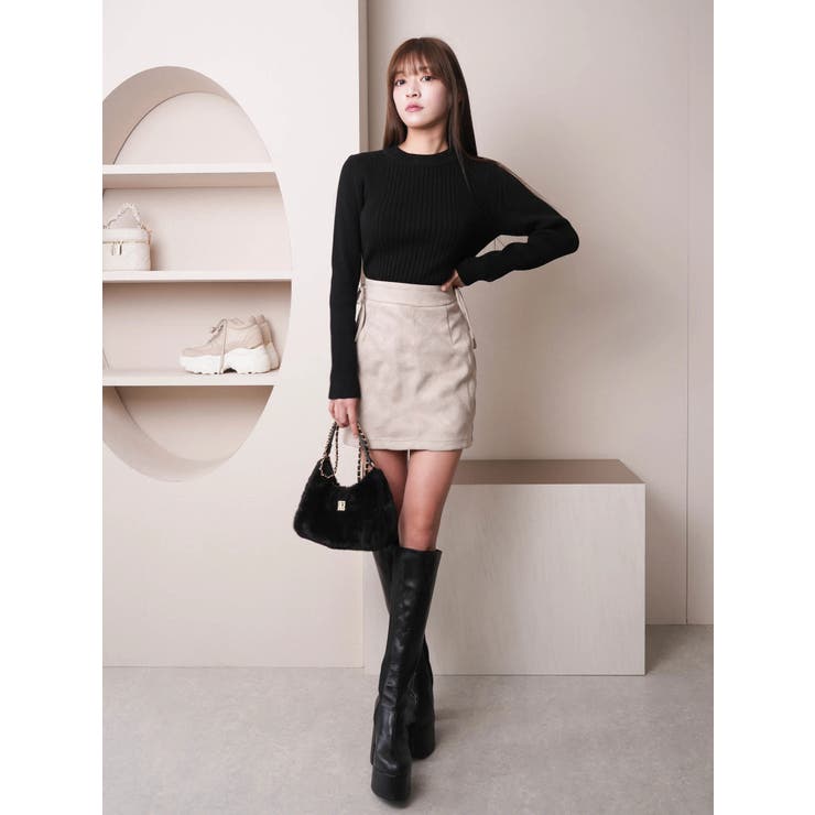 サイドリボンダイヤステッチミニスカート | LIPSERVICE | 詳細画像2 