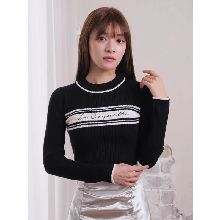 ブラック | La Coquette ラインリブニット | LIPSERVICE