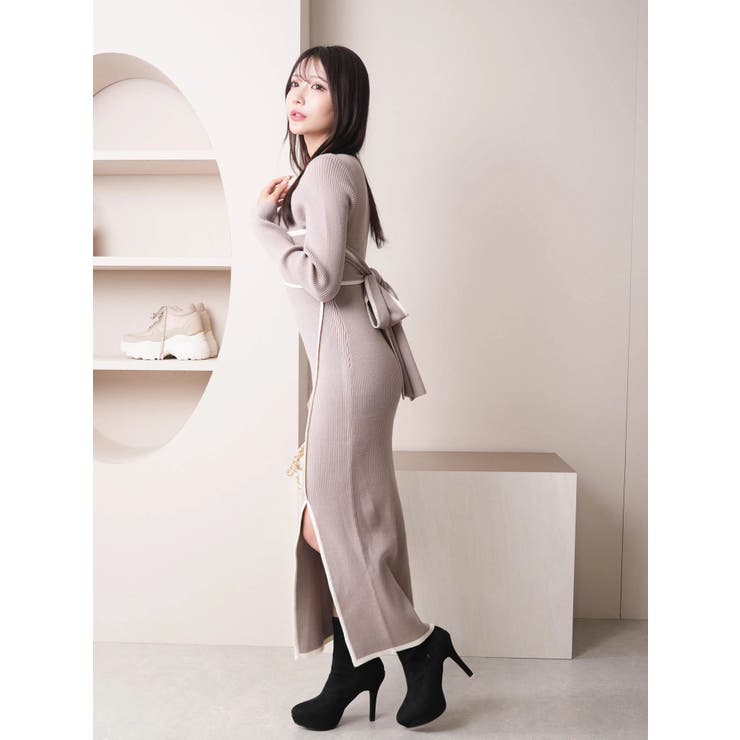 バックリボンバイカラーラインワンピース [品番：LINW0002516]｜LIPSERVICE（リップサービス）のレディースファッション通販｜SHOPLIST（ショップリスト）