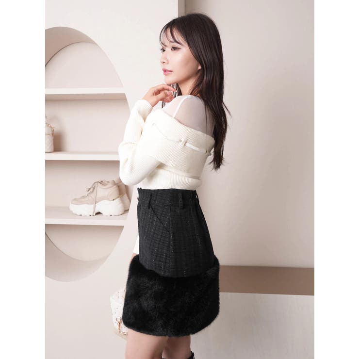 ファードッキングツイードミニスカート | LIPSERVICE | 詳細画像19