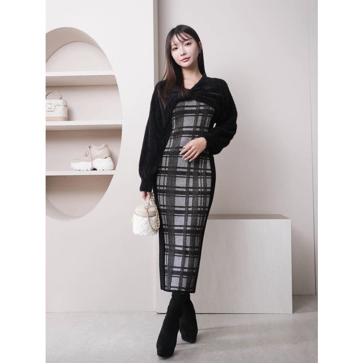 リボンフェザーアンサンブルロングワンピース(WEB限定)[品番