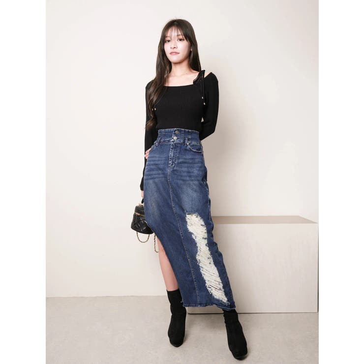 アシメカットロングデニムスカート | LIPSERVICE | 詳細画像5 