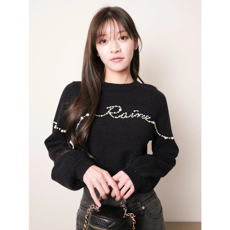 ブラック | パールラインロゴニット | LIPSERVICE