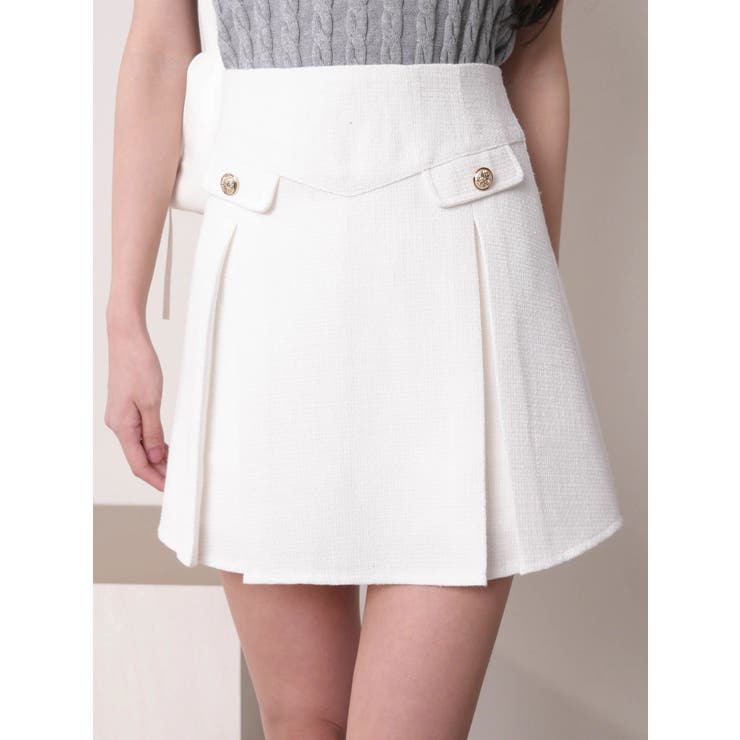 アイボリー | スプリングツイードプリーツスカート | LIPSERVICE