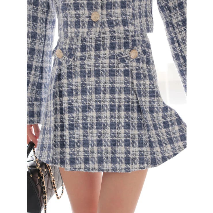 ブルー | スプリングツイードプリーツスカート | LIPSERVICE