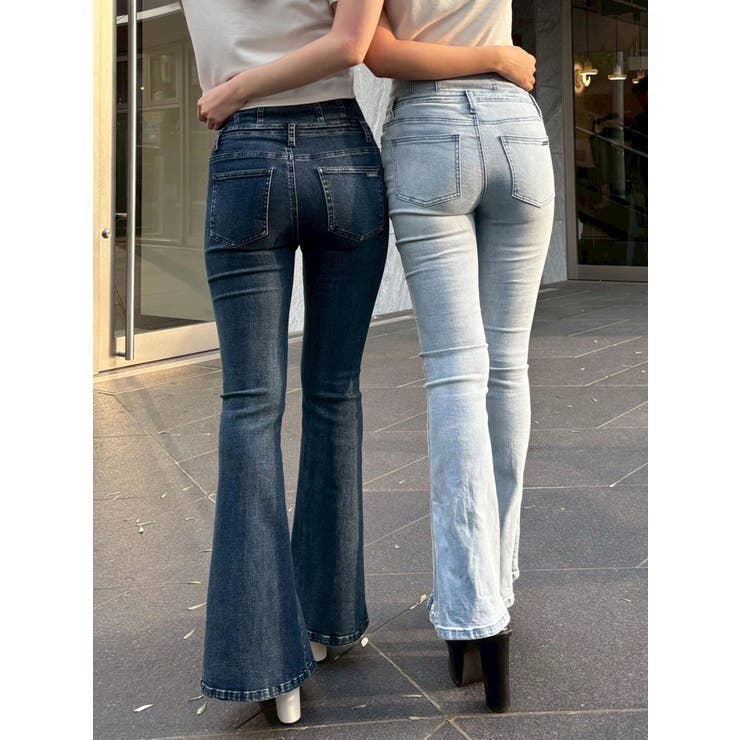 センタースリットフレアデニムパンツ[品番：LINW0002585