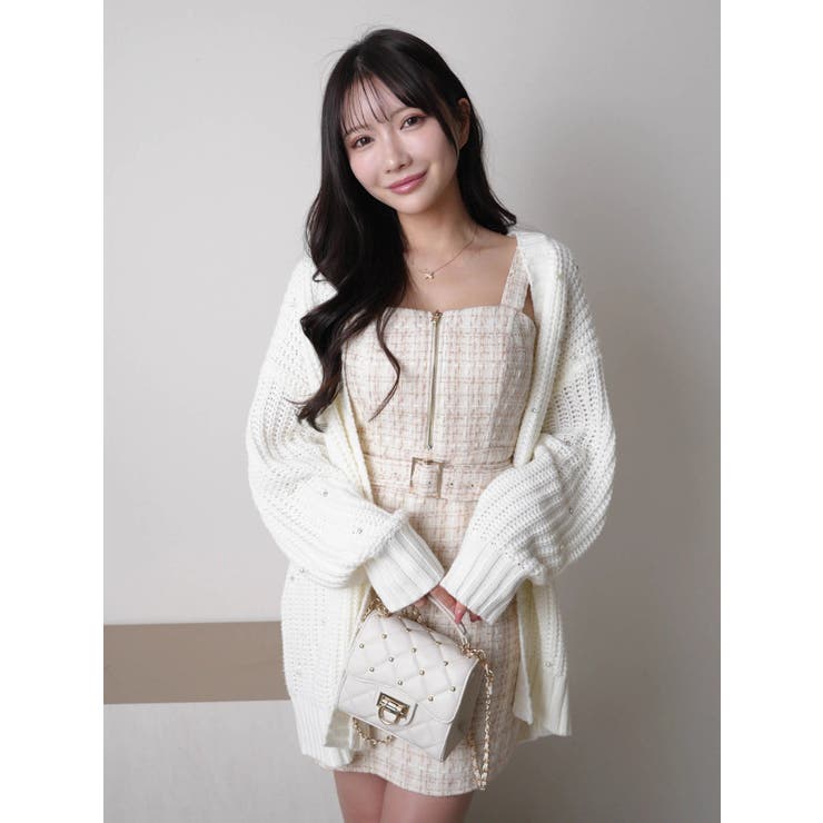 ホワイト | ジュエルルーズニットカーディガン | LIPSERVICE